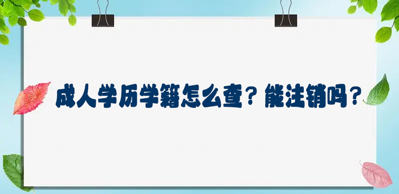 宁波成人学历学籍哪里查？可以注销吗？